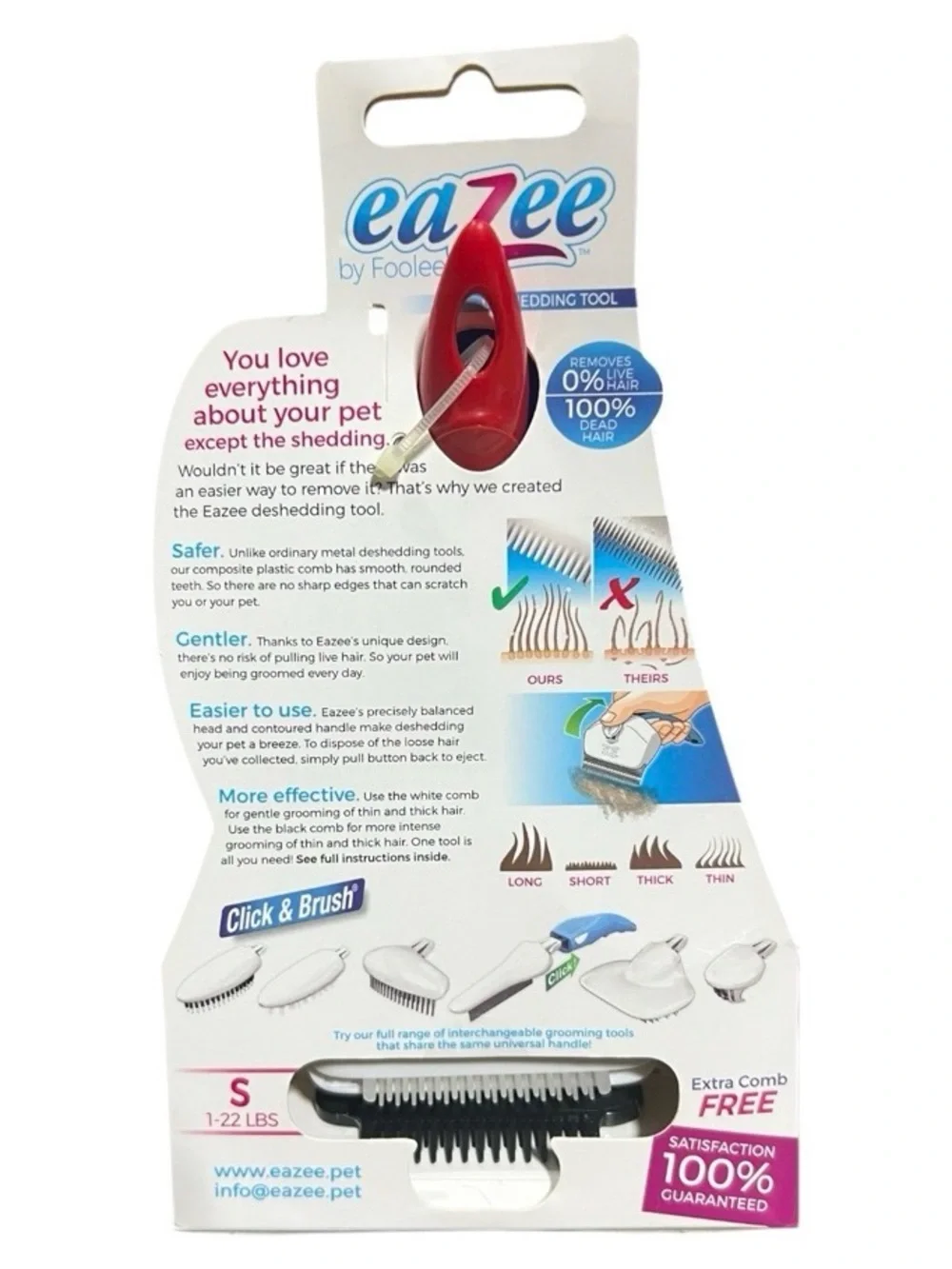 Small Dog or Cat DeShedding Red Brush by Eazee